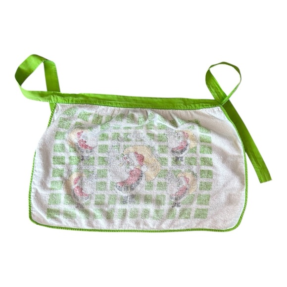 VTG Christmas Half Aprons Lot of 3 Terry Cloth Red Green Tie Back Santa Snowman - Picture 16 of 16